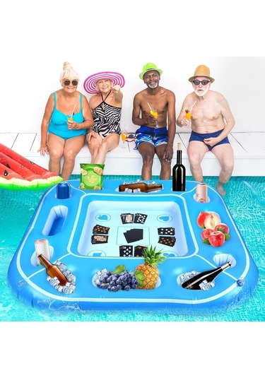 Şişme Oyun Masası Eğlence Tatil Havuz Deniz Şişme Pvc Yetişkin Oyun Deniz Yatağı Mavi