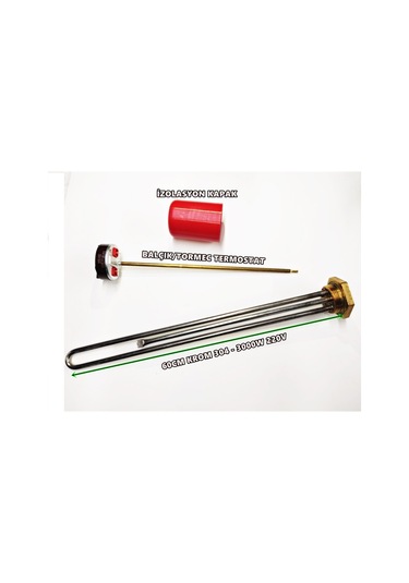 Güneş Enerji Isıtıcı Rezistansı 60cm Krom 3000w+termostat+kapak