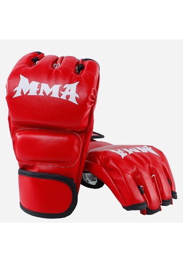 Boks Eldivenleri Yarım Parmak Açık Avuç İçi Grappling Müsabaka Yetişkin Unisex Kırmızı
