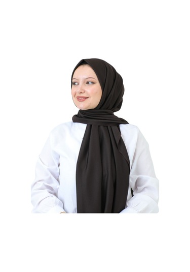 Şal Zarif Başörtüsü Eşarp Tesettür Giyim Uzun Abiyelik KAhverengi