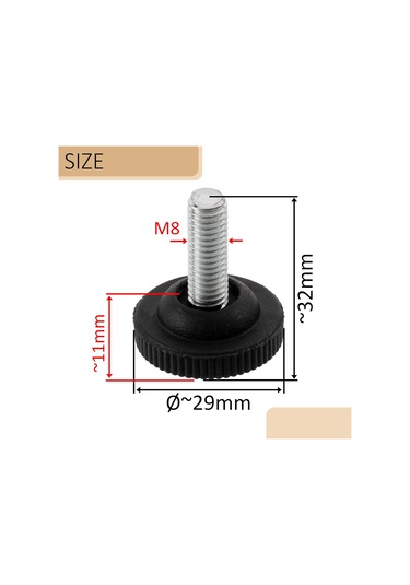 10 Adet M8 Ø29 Mm Ayarlanabilir Vidalanabilir Mobilya Ayağı Seti - Yükseklik 32 Mm - Plastik - Siyah Renk - Kanepeler, Masalar, Tv Diğer