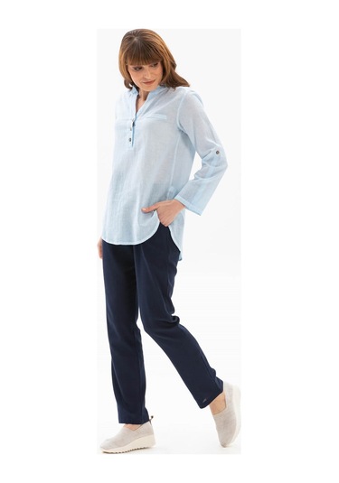 Uzun Kol Şile Bezi Akasya Bluz Buz Mavi Bmv Buz Mavi