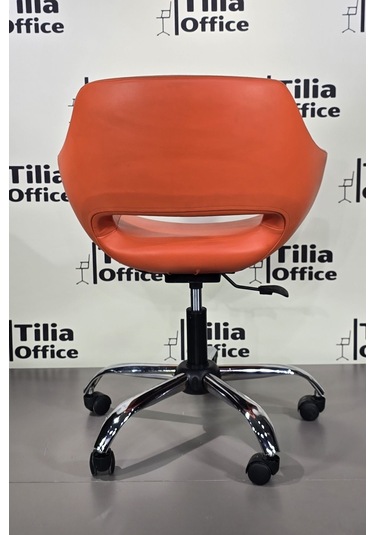 Monaco Çalışma Kesim Koltuğu Yonca Tekerlekli Krom Ayak Turuncu