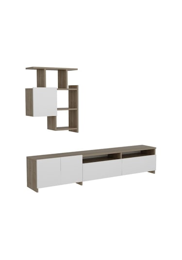 Dekorister Mariposa Kitaplıklı Tv Ünitesi Ceviz-Beyaz Dekorister Mariposa Kitaplıklı Tv Ünitesi Ceviz-Beyaz