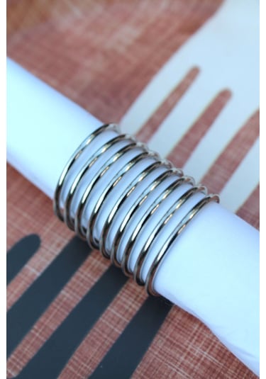 6 Adet Nine Twist Gümüş Çelik Peçete Halkası