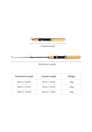 Neevoyu "kompakt Karbon Fiber Kışlık Olta Çubuğu - Kaymaz Ahşap Sap, Taşınabilir Ve Dayanıklı"