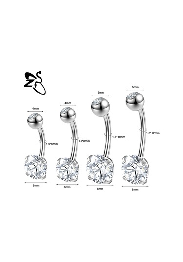 Zs 14g Paslanmaz Çelik Göbek Piercingi 6/8/10/12 Mm Cz Kristal Takı Greenantik Bakır Kaplama Antik Bakır Kaplama