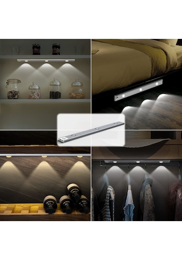 Hareket Sensörlü - Dekoratif Gece Lambası Usb Şarjlı 40 CM Silver