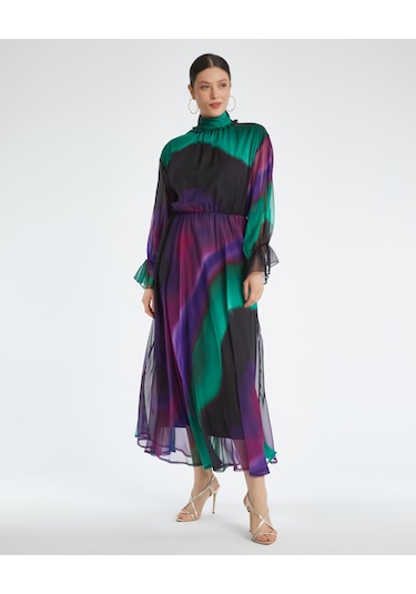 Kadın Midi Elbise - Modern Tasarım - Günlük Ve Özel Gün İçin Elbise Mor