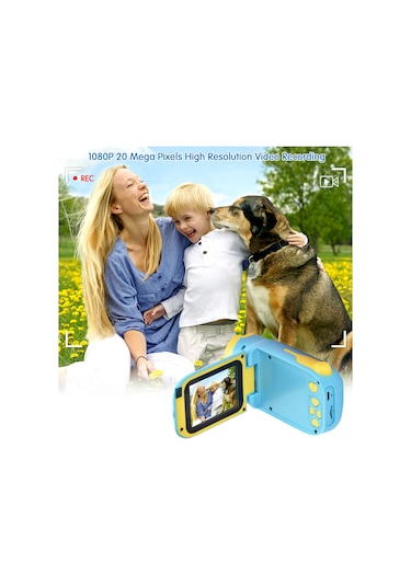 Dofolink Mavi Çocuk Dv Spor Kamerası - 1080p Full Hd, 2000w Piksel, 2.4" Ekran, 32gb Destek, 1000mah Pil, 10 Özel Efekt Ve Oyunlar Mavi