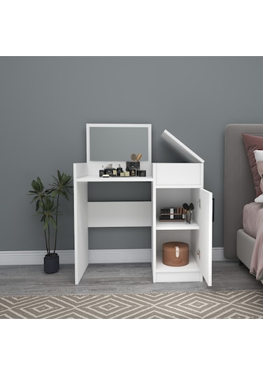 Arnetti Sedef Aynalı Makyaj Masası Beyaz