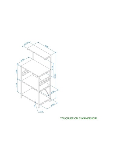 Çok Amaçlı Mutfak Rafı 134x60x40 Cm Siyah