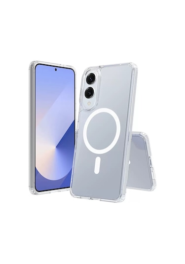 Effox Galaxy Uyumlu S25 Edge Kılıf M-safe Şarj Özellikli Şeffaf Sert Pc Effx Embos Kapak - Şef Şeffaf