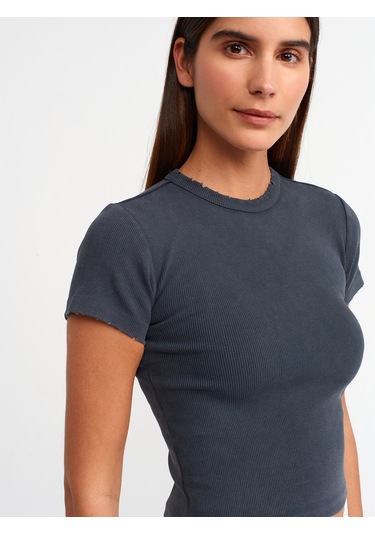 Dilvin Yıkama Efektli T-shirt Antrasit