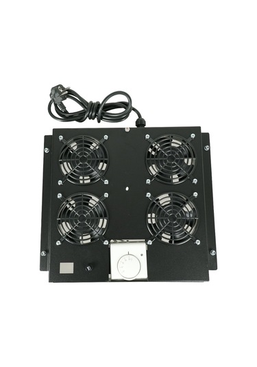 Canovate 4Lü Rack Kabinet Fan Modülü Termostatlı Ral 9005 Siyah