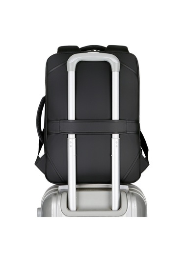 Moveevo Siyah İş Geçişi Çift Askılı Bilgisayar Çantası 15.6 İnç - Çok Fonksiyonlu, Logo Baskılı, Dayanıklı Kumaş, Yeni 2022 Modeli Siyah