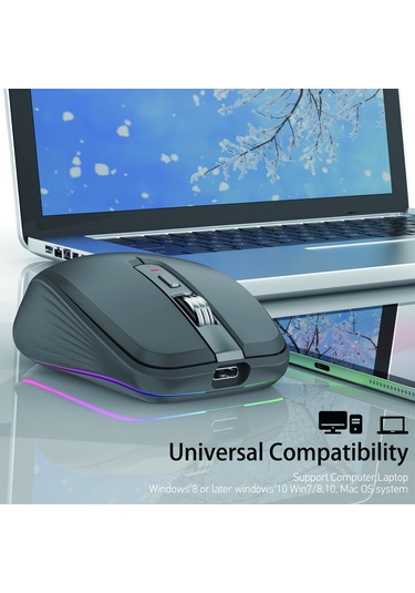 Geeksen 2.4 G Bluetooth 5.1 Çift Modlu Ergonomik Kablosuz Mouse