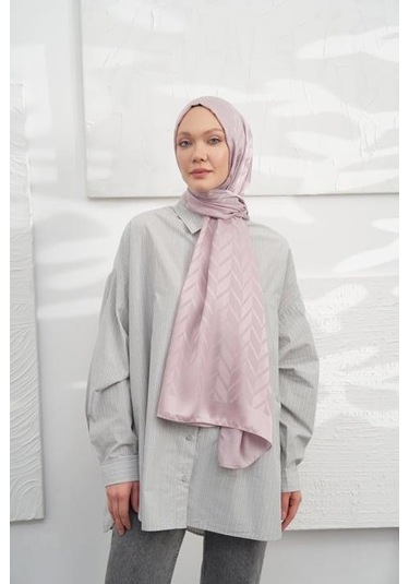 Armanda Jakarlı Şal - Zigzag Desenli - Sisli Pudra - Soft Pudra