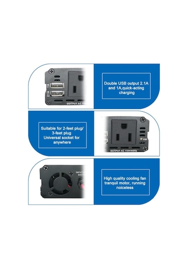 Novahub 150w Araç Inverter Dc 12v Ac 220v 3.1a Çift Usb Taşınabilir Ab Priz