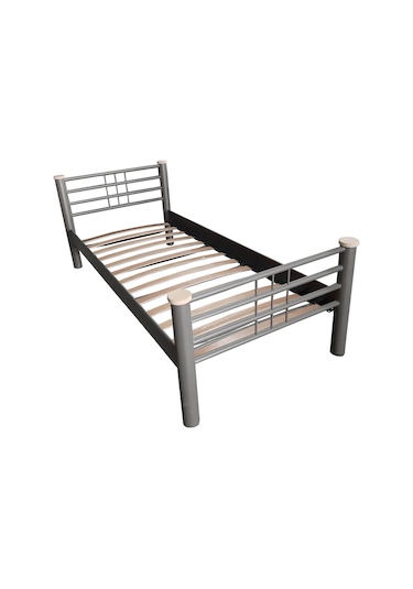 Kappis Tek Kişilik Ferforje Metal Karyola-kahverengi Ahşap Latalı