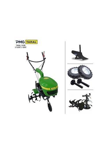 Taral 310M 3 + 1 Vites Teker Takımı + Tekli Pulluk Benzinli Çapa Makinesi