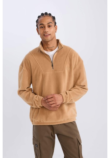 DeFacto Comfort Regular Fit Rahat Kalıp Dik Yaka Baskılı Polar Sweatshirt C7793AX24AUBN124 Kahve Kahverengi DeFacto Comfort Regular Fit Rahat Kalıp Dik Yaka Baskılı Polar Sweatshirt C7793AX24AUBN124 Kahve Kahverengi