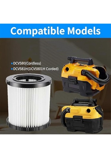 Dewalt Dcv580h, Dcv581h 20v Max Islak/kuru Elektrikli Süpürge İçin 3 Adet Dcv5801h Vakum Hepa Filtresi 6 Köpük Kılıflı