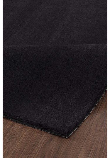 Tropikal Home Lüx Post Peluş Kesme Halı Yolluk Kaymaz Taban Yıkanabilir Pofuduk Siyah Siyah