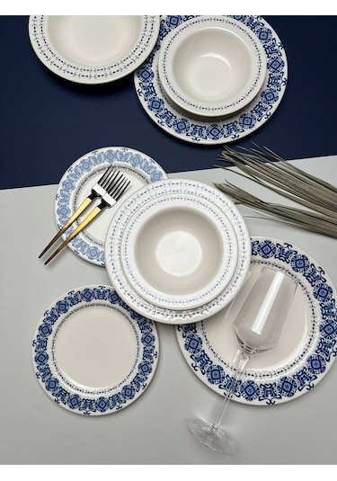 Tabak Evi Bonsai Blue Garden Porselen Yemek Takımı 4 Kişilik 16 P