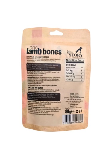 Dog Lamb Bones 3x80gr. Kuzu Etli, Köpek Ödül Maması