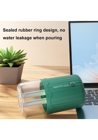 T06 Büyük Kapasiteli Atmosfer Gece Lambası Ev Tipi Çift Sprey Hava Nemlendirici, Renk: Beyaz Pil