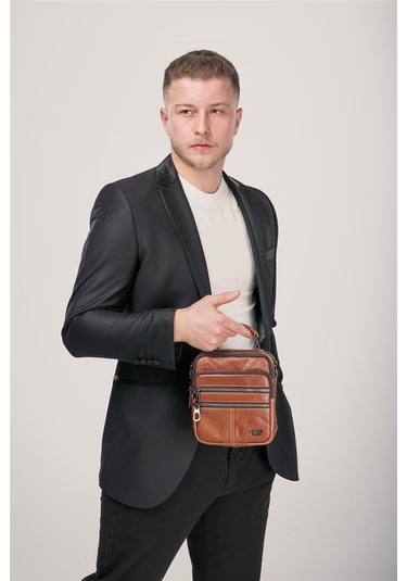 Ççs 31603 Hakiki Deri Askılı Çanta Kahve