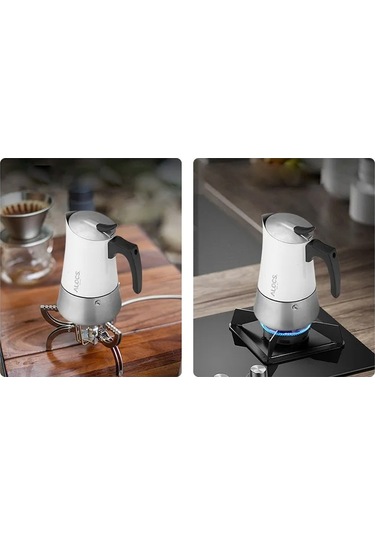 Alocs Taşınabilir Mocha Pot 450 Ml 9 Cup Beyaz