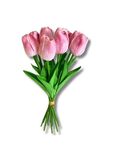 Cihan Çiçekçilik Yapay 8 Li Islak Lale Buketi 33 Cm Pembe Pembe