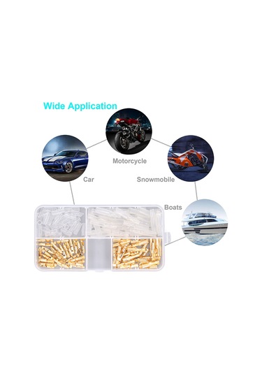 Ranyeek 3.5mm Altın Kaplı Motosiklet Konnektör Seti 120 Parça: Erkek-bayan Bağlantı Uçları, Isıl Dayanıklı İzolasyon Kapağı Ve Depolama Kutusu