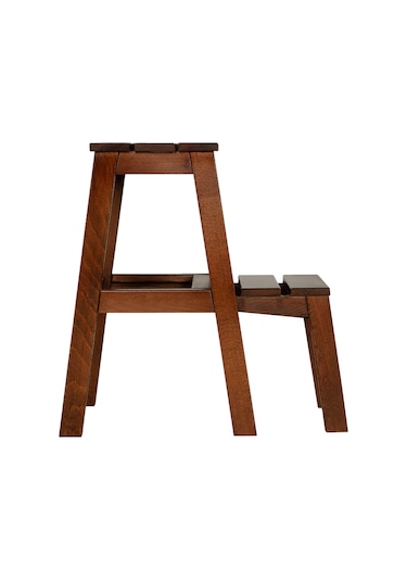 Refilya Masif Ahşap Katlanır Merdiven Tabure Ceviz