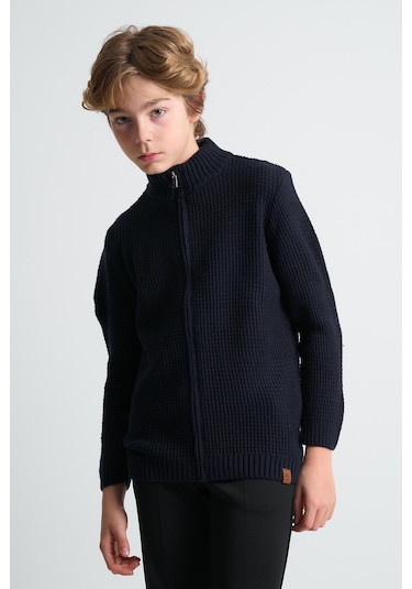 Alexandergardı Fermuarlı Dik Yaka Hırka Lacivert