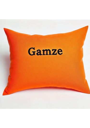 Br Demor Home Kişiye Özel Nakışlı Soft Series Portakal Rengi Kırlent, Yastık Kılıfı Portakal Rengi