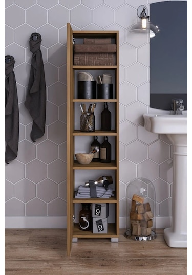 Boy Banyo Dolabı Çok Amaçlı Dolap Kiler Dolabı Kahverengi