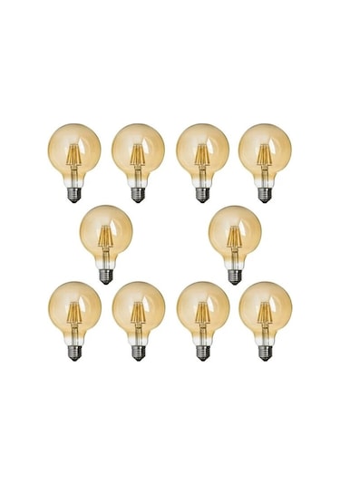 G95 Rustik Led Ampul 4 Watt Gün Işığı Yuvarlak Rustik Glop Ampul 10 Adet