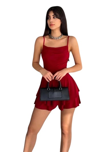 Askılı Fermuarlı Elbise