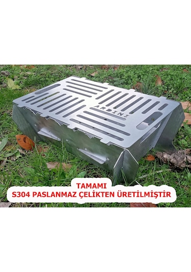 Lazer Tamamı Paslanmaz Çelik Mangal Portatif Pratik Katlanabilir 41x25 Cm Çok Renkli