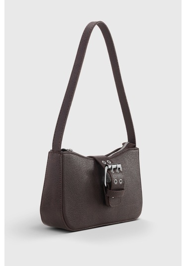 Kadın Kahverengi Vintage Görünüm Tokalı Omuz Çantası 268 Kahverengi