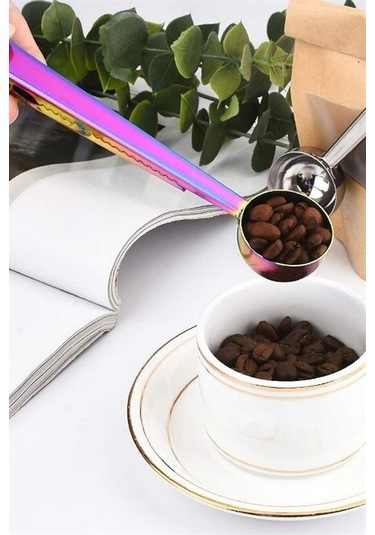 Buffer Mandallı Kahve Ölçü Kaşığı Renkli Çok Fonksiyonlu Paslanmaz Çelik Kaşık Çok Renkli