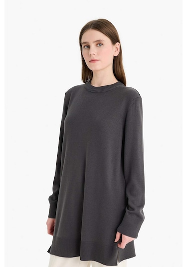 Defacto Regular Fit Bisiklet Yaka Tunik H3431az25wnar161 Antrasit