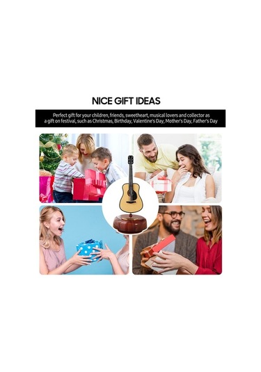 Ulzyvf Mini Elektro Gitar Müzik Kutusu - Kahverengi Çalgı Maketi Hediye Kahverengi