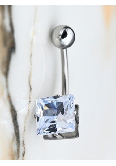 316l Cerrahi Çelik Kare Zirkon Taş 8 Mm Zirkon Taş Göbek Piercing-gbkpr62