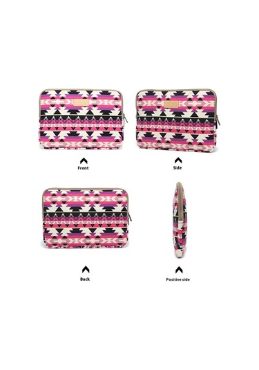 Ebitda 39x27.5x1.5cm 15.6 Dizüstü Bilgisayar Çantası Taşıma Saklama - Geometrik Gül Dokusu Çok Renkli