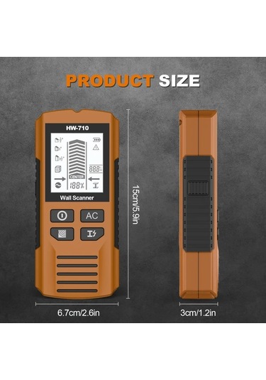 Willowhaven Anjkflur Duvar Metal Dedektörü Gri Lcd Ekranlı Pil İle Çalışan Ahşap Metal Tarayıcı