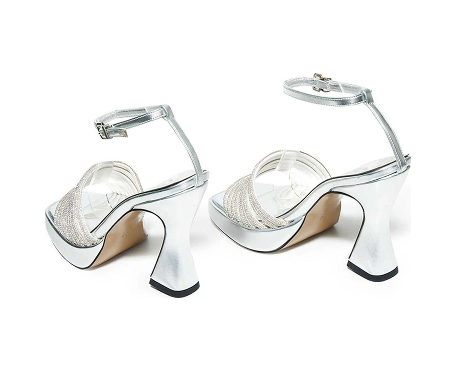 Bestello Taşlı Neolit Taban Kalın Topuklu Ayakkabı 331-887 Kadın Ayakkabı Gumus